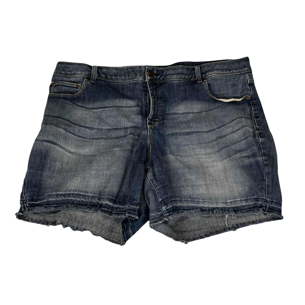 Chelsea Studio Denim Shorts Womens 22W Blue Frayed Hem Plus Size Boho